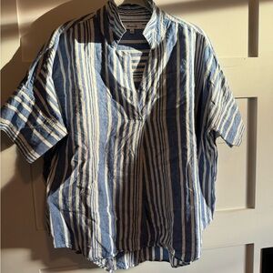Madewell Courier Button Back Blue Striped Shirt